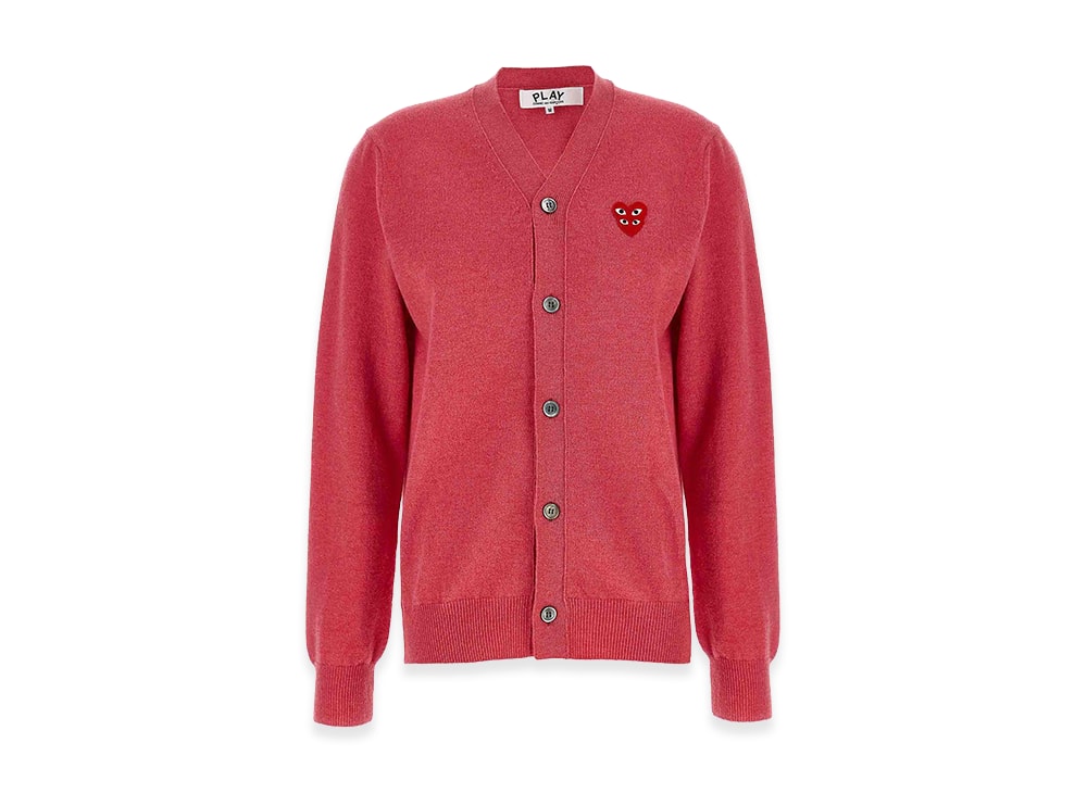 PLAY COMME des GARCONS プレイ コムデギャルソン 【本物保証】 knit ストリート系 ユニセックス プレイ コムデギャルソン ウィメンズ ダブルエンブレム カーディガン "ピンク"