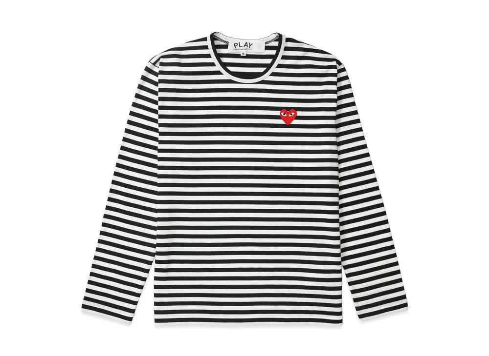 PLAY COMME des GARCONS プレイ コムデギャルソン 【本物保証】 Tシャツ ストリート系 ユニセックス プレイコムデギャルソン ユニセックス ロングスリーブ Tシャツ AX-T164-051 "ブラック/ホワイト"