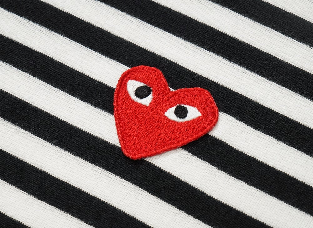 PLAY COMME des GARCONS プレイ コムデギャルソン 【本物保証】 Tシャツ ストリート系 ユニセックス プレイコムデギャルソン ユニセックス ロングスリーブ Tシャツ AX-T164-051 "ブラック/ホワイト"