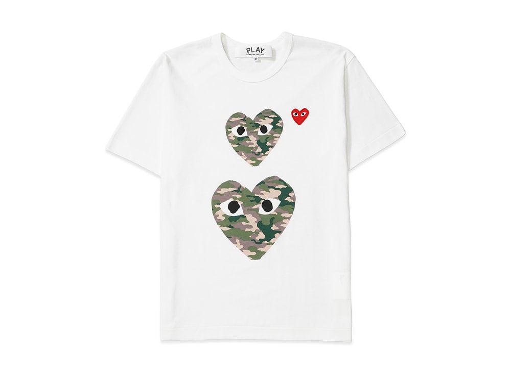 PLAY COMME des GARCONS プレイ コムデギャルソン 【本物保証】 Tシャツ ストリート系 ユニセックス プレイコムデギャルソン コットン ジャージー プリント "ホワイト/カモフラージュ"
