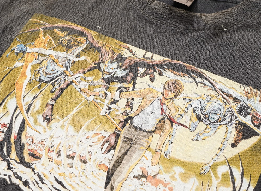 SAINT M×××××× セントマイケル 【本物保証】 Tシャツ ストリート系 ユニセックス セントマイケル x デスノート ショートスリーブ Tシャツ "ブラック"