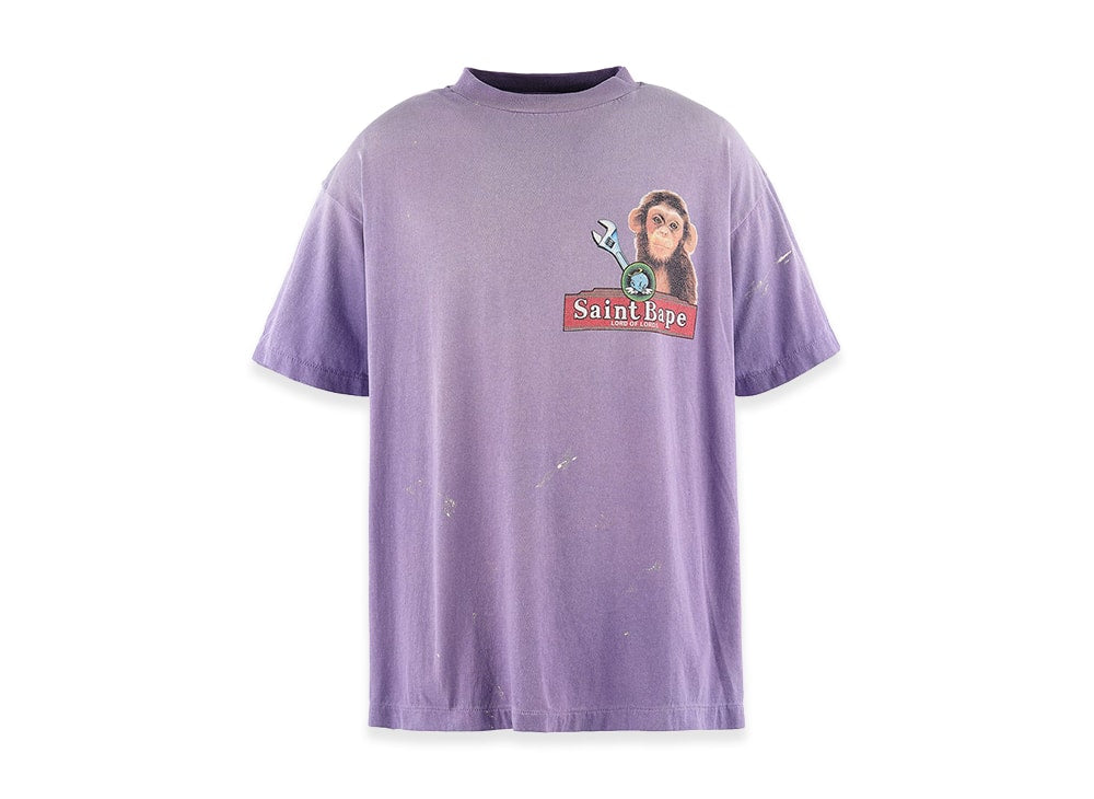 SAINT M×××××× セントマイケル 【本物保証】 Tシャツ ストリート系 ユニセックス セントマイケル x アベイシングエイプ ベイプ ショートスリーブTシャツ/ハウス "パープル"