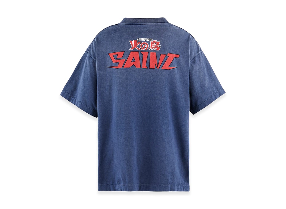 SAINT M×××××× セントマイケル 【本物保証】 Tシャツ ストリート系 ユニセックス セントマイケル x 火の鳥 ショートスリーブTシャツ/セント "ネイビー"