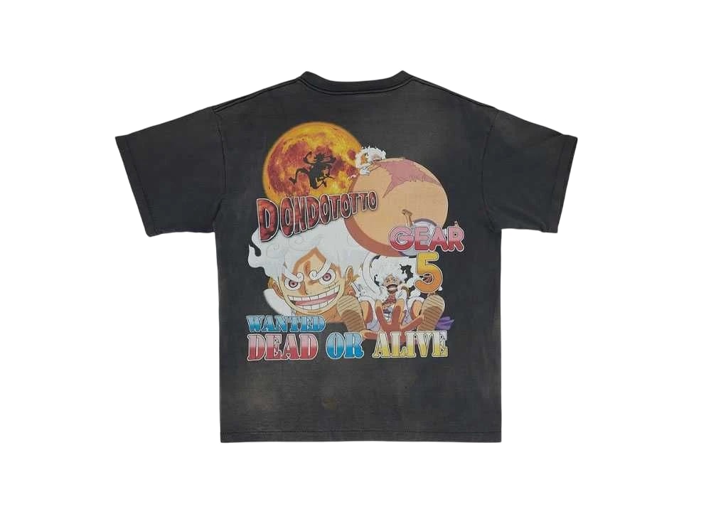 SAINT M×××××× セントマイケル 【本物保証】 Tシャツ ストリート系 ユニセックス セントマイケル x ワンピース OP_SS Tシャツ/ルフィー "ブラック"