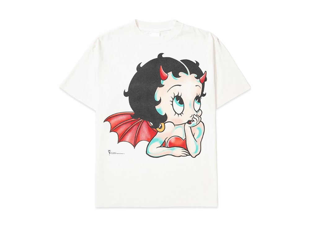 SAINT M×××××× セントマイケル 【本物保証】 Tシャツ ストリート系 ユニセックス セントマイケル x ベティブープ ベティ ショートスリーブTシャツ/デビル "ホワイト"