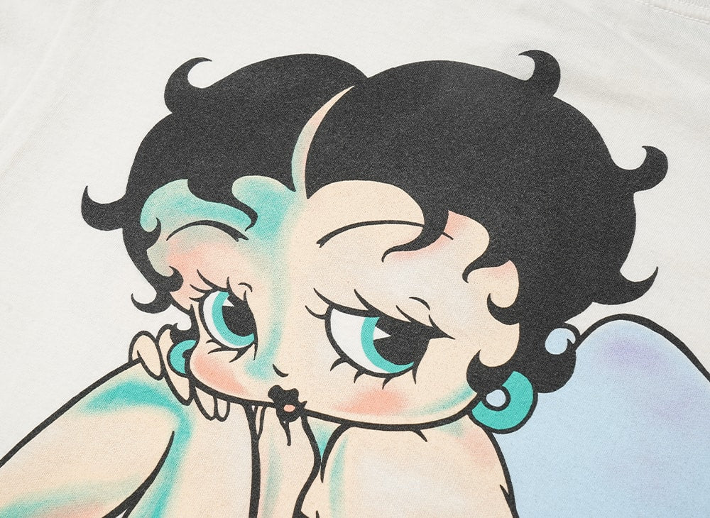 (C)SAINT M×××××× セントマイケル 【本物保証】 Tシャツ ストリート系 ユニセックス セントマイケル x ベティブープ ベティ ショートスリーブTシャツ/エンジェル "ホワイト"