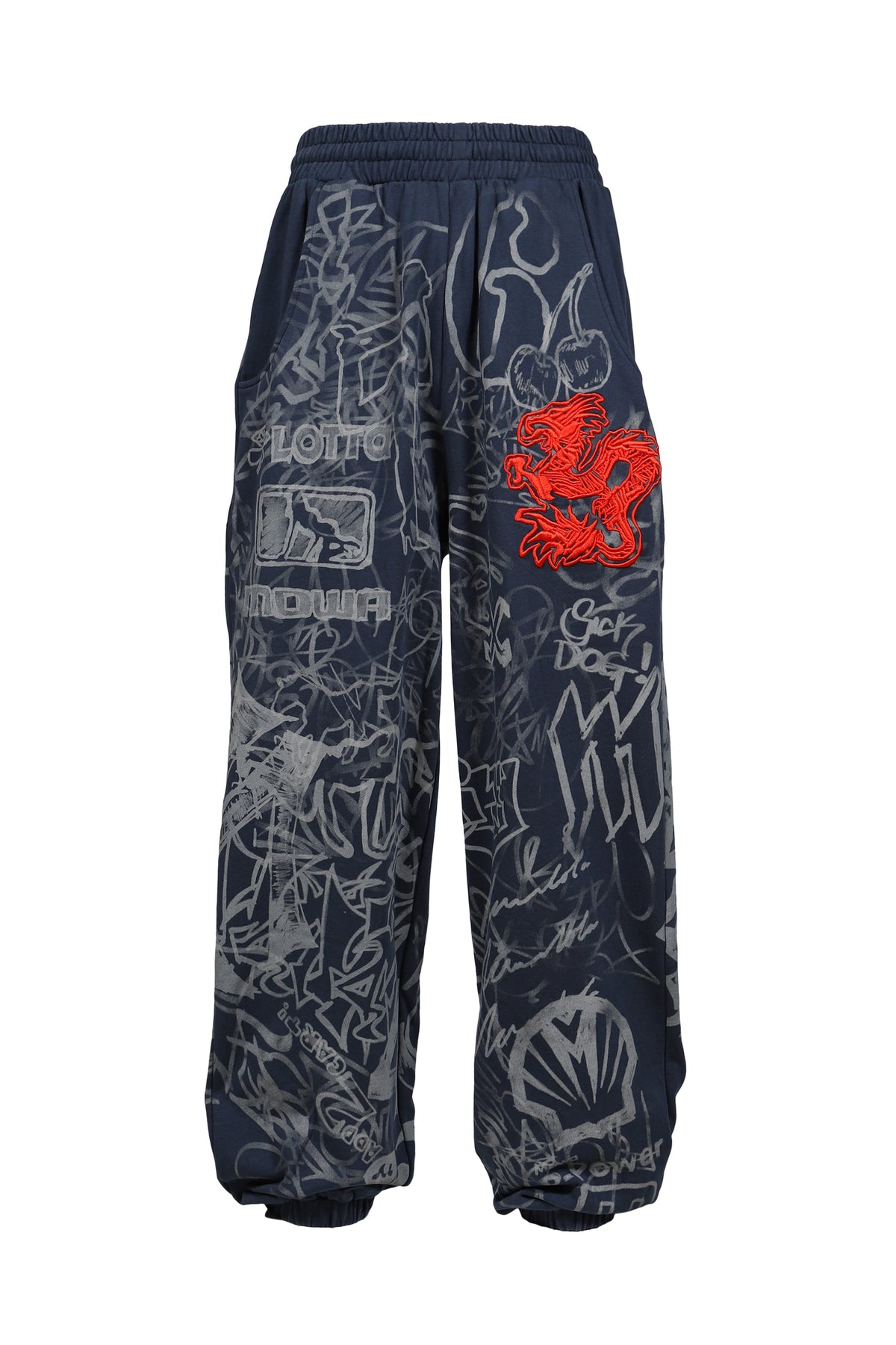 MOWALOLA モワローラ 【本物保証】 スウェットパンツ、ストリートスタイル、メンズ GRAFITTI TRACK PANTS / BLU/GRY