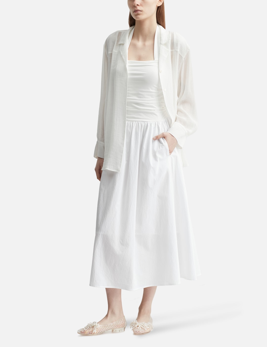 Anggae anggae 【本物保証】 シャツ ストリート系 レディース Multi-Way Apron Long Shirts