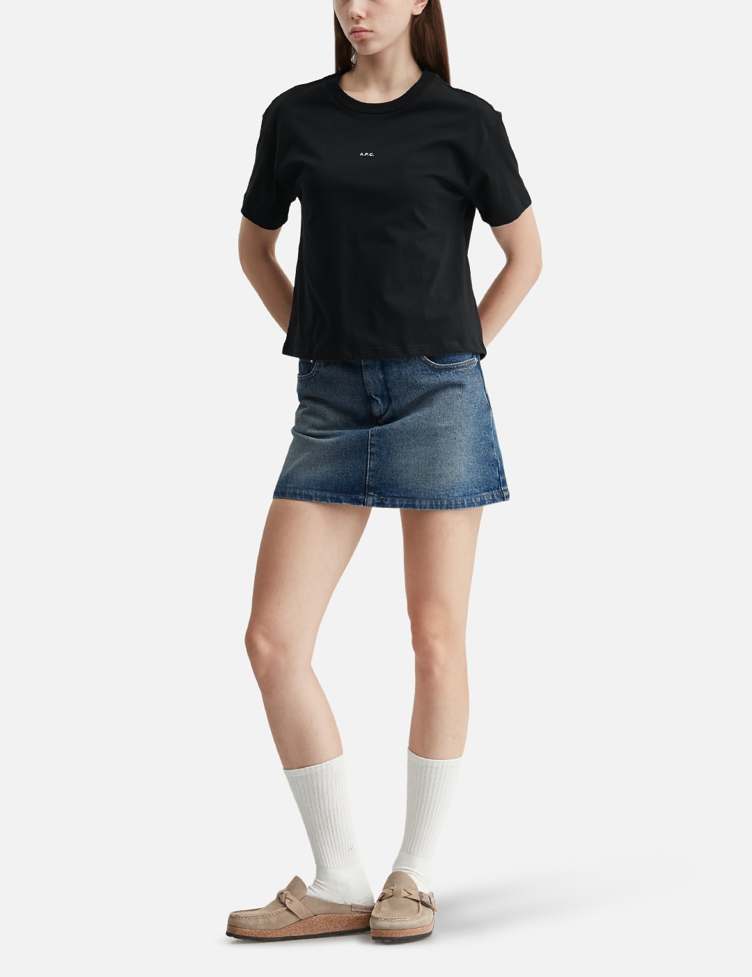 Apc アーペーセー 【本物保証】 Tシャツ ストリート系 レディース BOXY MICRO LOGO T-SHIRT