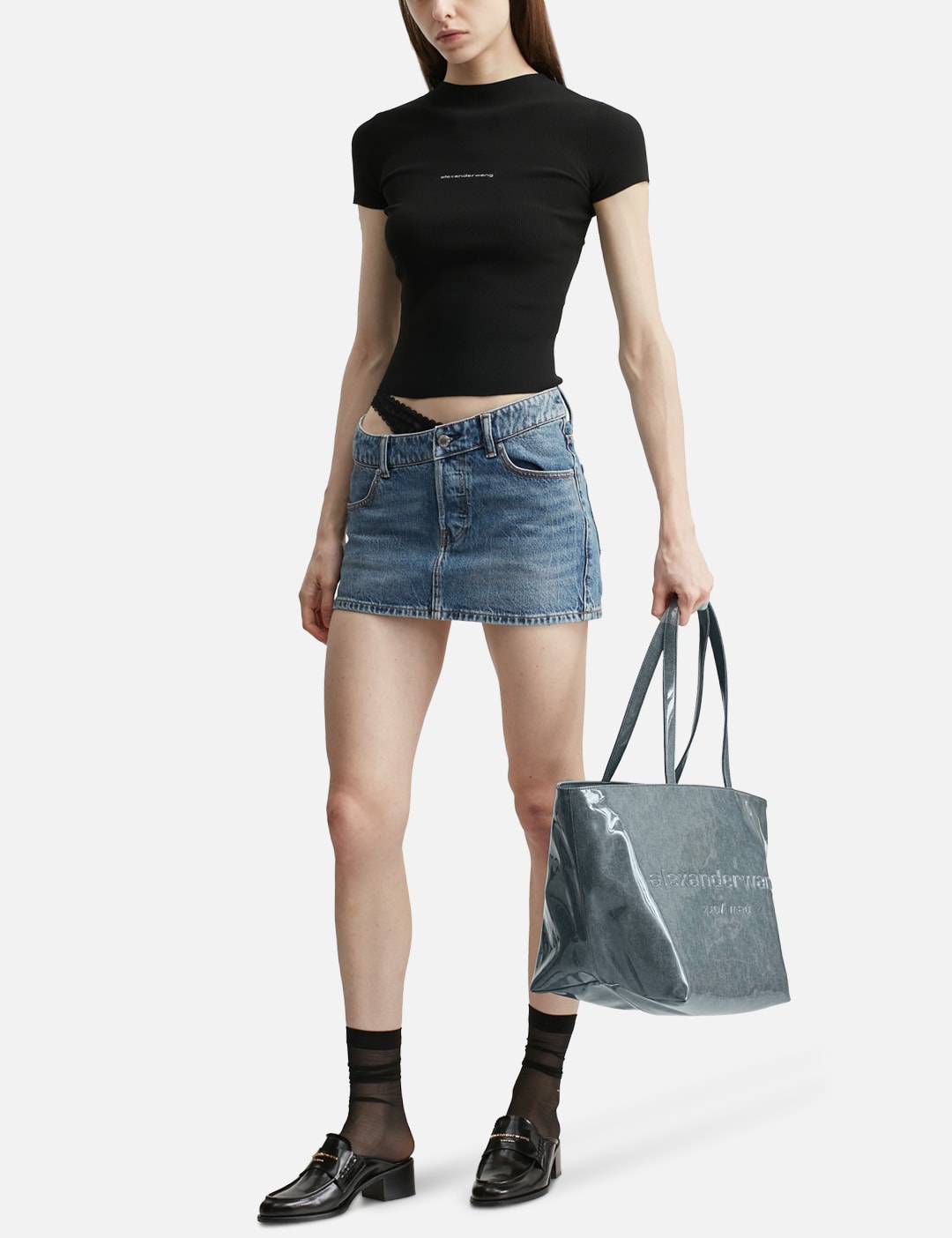 Alexander Wang アレキサンダーワン 【本物保証】 バッグ ストリート系 レディース Lacquered Denim Punch Large Tote
