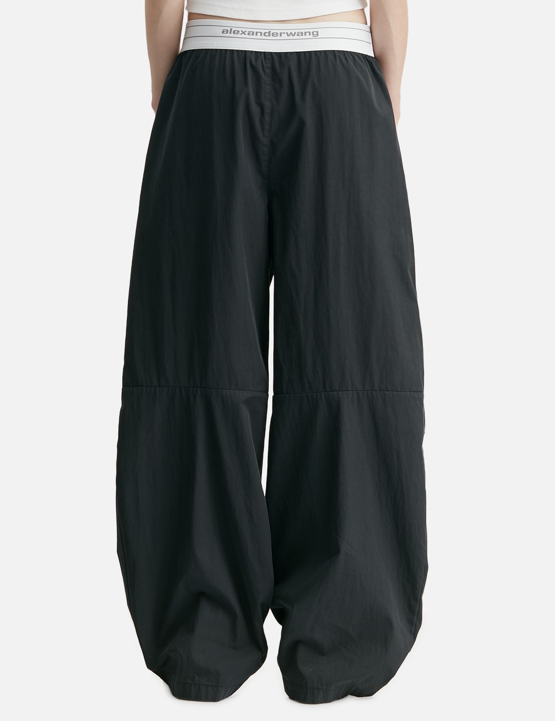 Alexander Wang アレキサンダーワン 【本物保証】 パンツ ストリート系 レディース Mid-Rise Pleated Wide-Leg Pant With Logo Elastic Waist