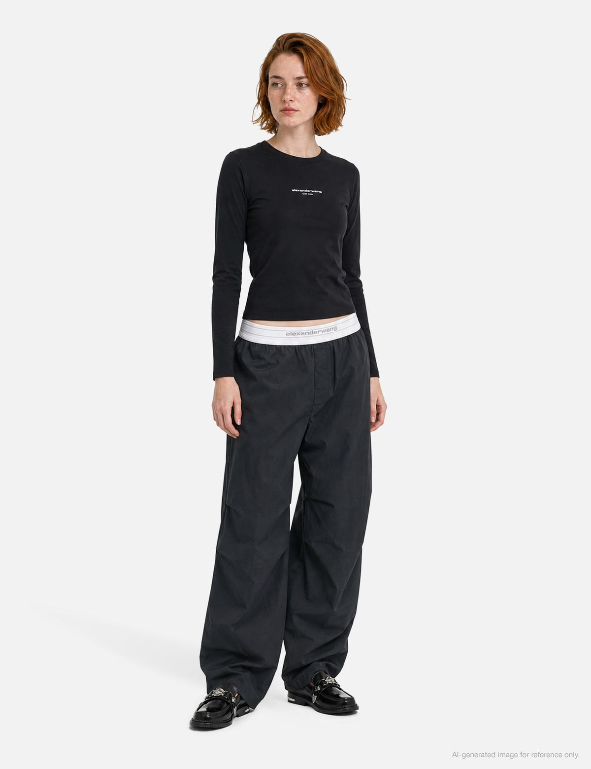 Alexander Wang アレキサンダーワン 【本物保証】 Tシャツ ストリート系 レディース Fitted Long Sleeves T-Shirt With Logo Print
