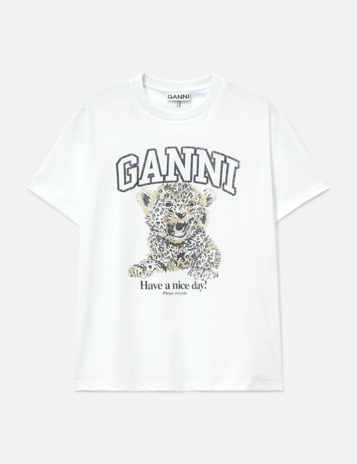 Ganni ガニー 【本物保証】 Tシャツ ストリート系 レディース Basic Jersey Leopard Relaxed T-Shirt