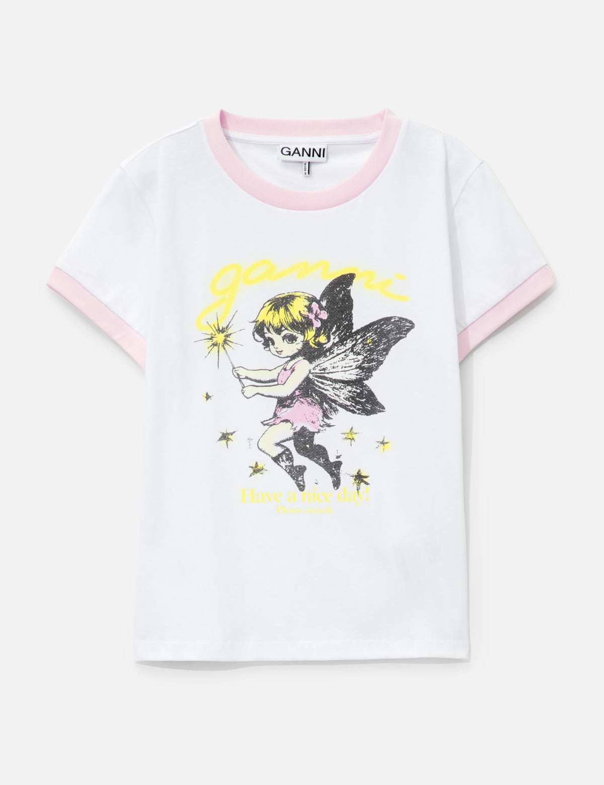 Ganni ガニー 【本物保証】 Tシャツ ストリート系 レディース Fairy Print Baby Fit T-Shirt