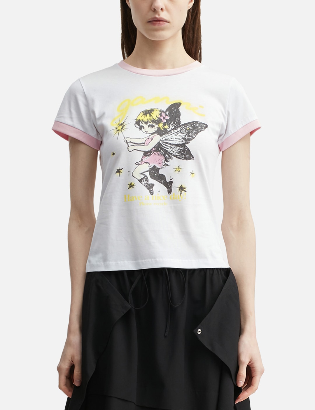 Ganni ガニー 【本物保証】 Tシャツ ストリート系 レディース Fairy Print Baby Fit T-Shirt