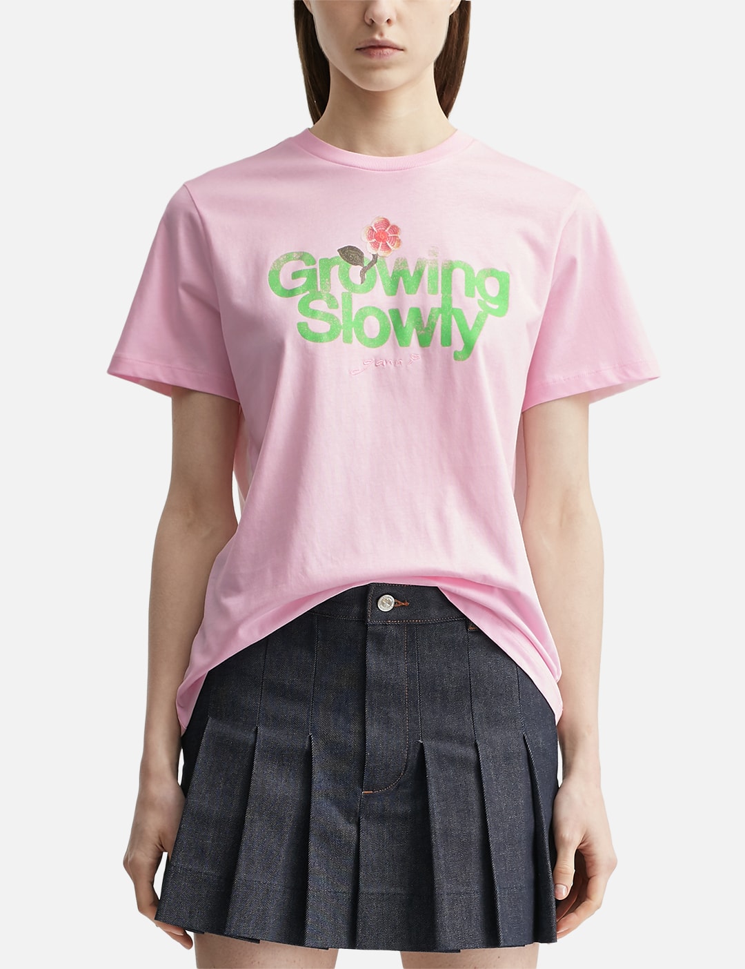 Ganni ガニー 【本物保証】 Tシャツ ストリート系 レディース Basic Cotton Jersey Growing Slowly