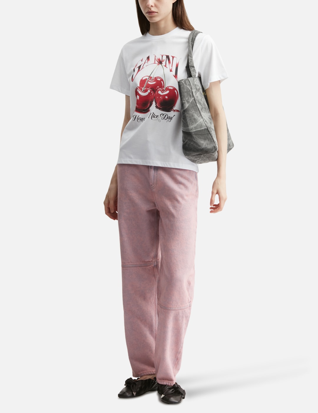 Ganni ガニー 【本物保証】 Tシャツ ストリート系 レディース Basic Jersey Cherry Relaxed T-Shirt