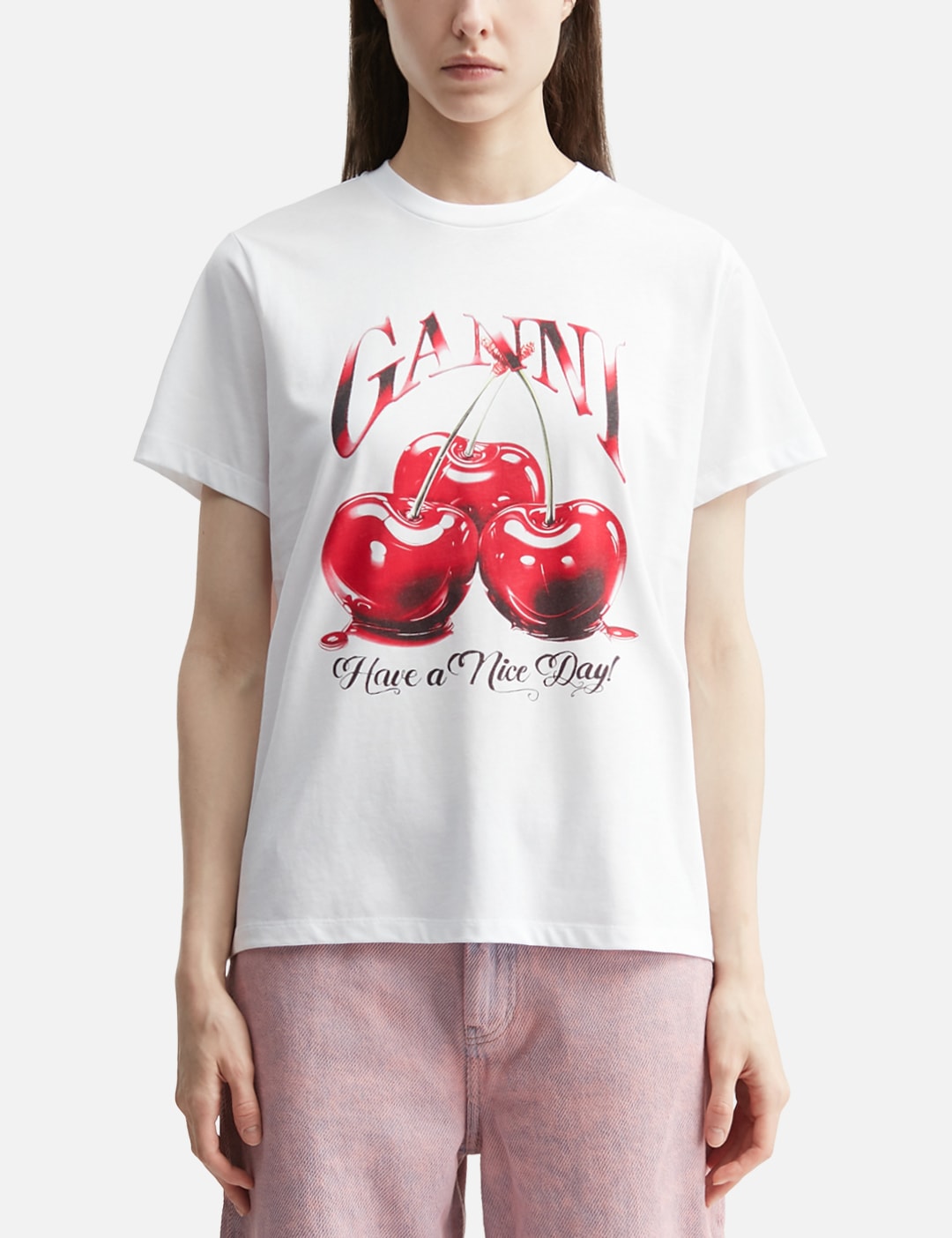 Ganni ガニー 【本物保証】 Tシャツ ストリート系 レディース Basic Jersey Cherry Relaxed T-Shirt