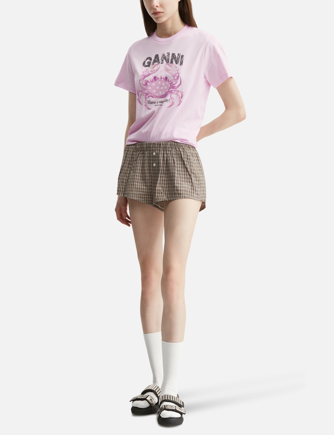 Ganni ガニー 【本物保証】 Tシャツ ストリート系 レディース T-Shirt With Crab