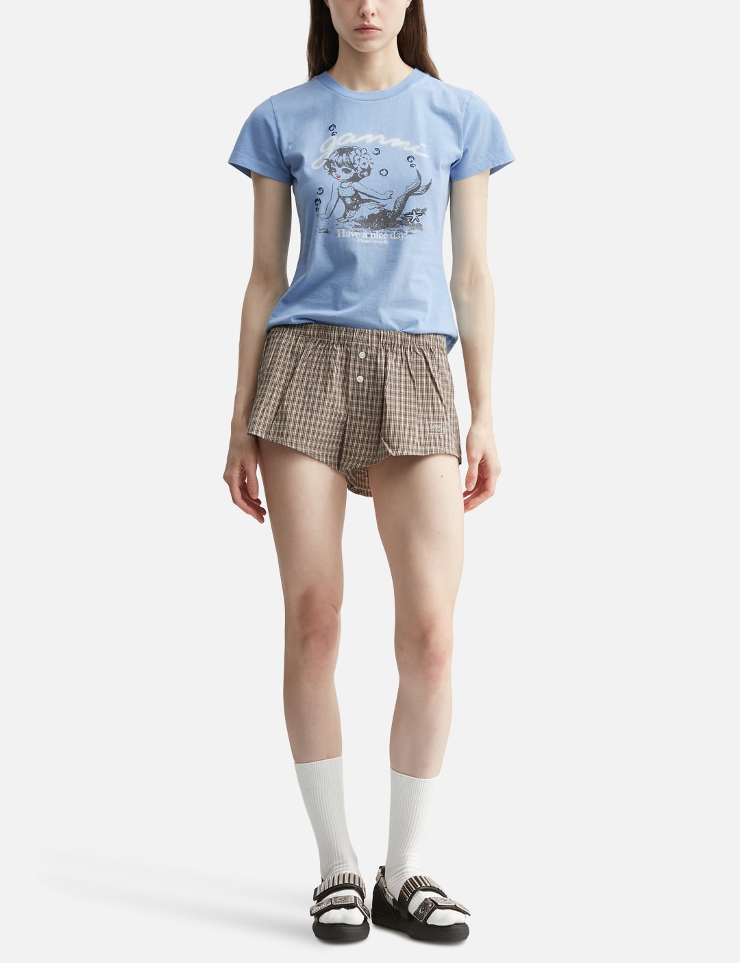 Ganni ガニー 【本物保証】 Tシャツ ストリート系 レディース Future Jersey Baby Fit Mermaid