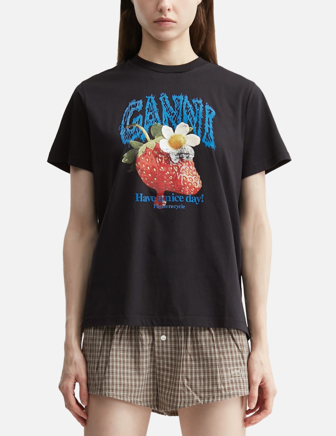 Ganni ガニー 【本物保証】 Tシャツ ストリート系 レディース Cotton T-Shirt With Strawberry