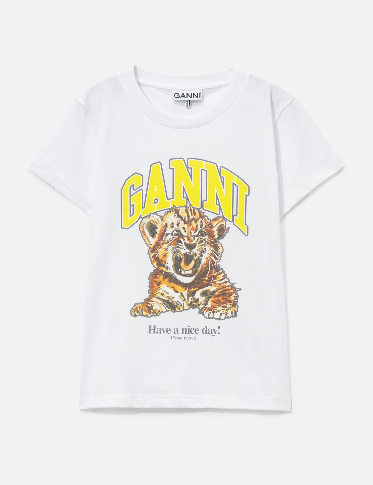 Ganni ガニー 【本物保証】 Tシャツ ストリート系 レディース Cotton Baby Fit T-Shirt With Tiger