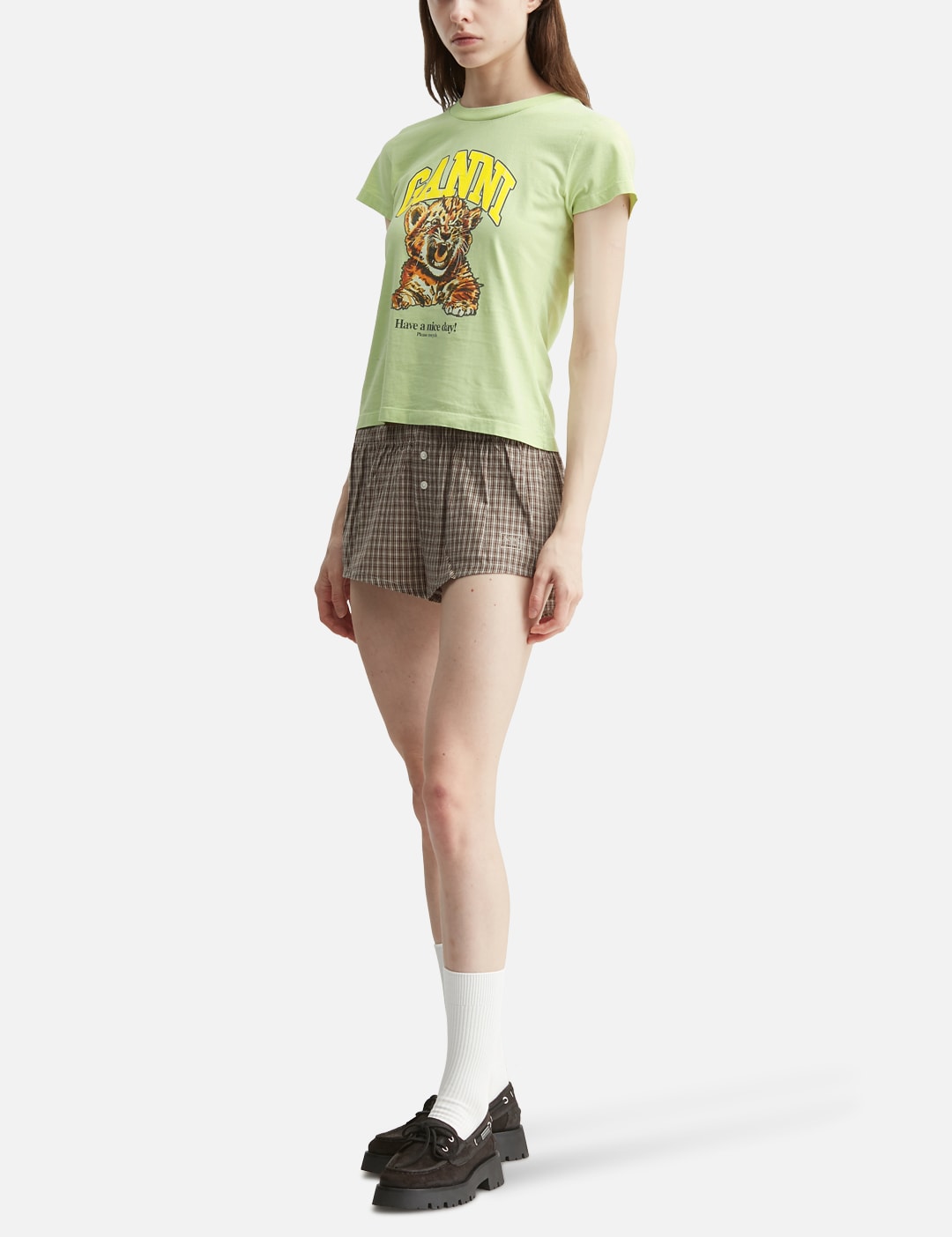 Ganni ガニー 【本物保証】 Tシャツ ストリート系 レディース Baby Fit T-Shirt With Tiger