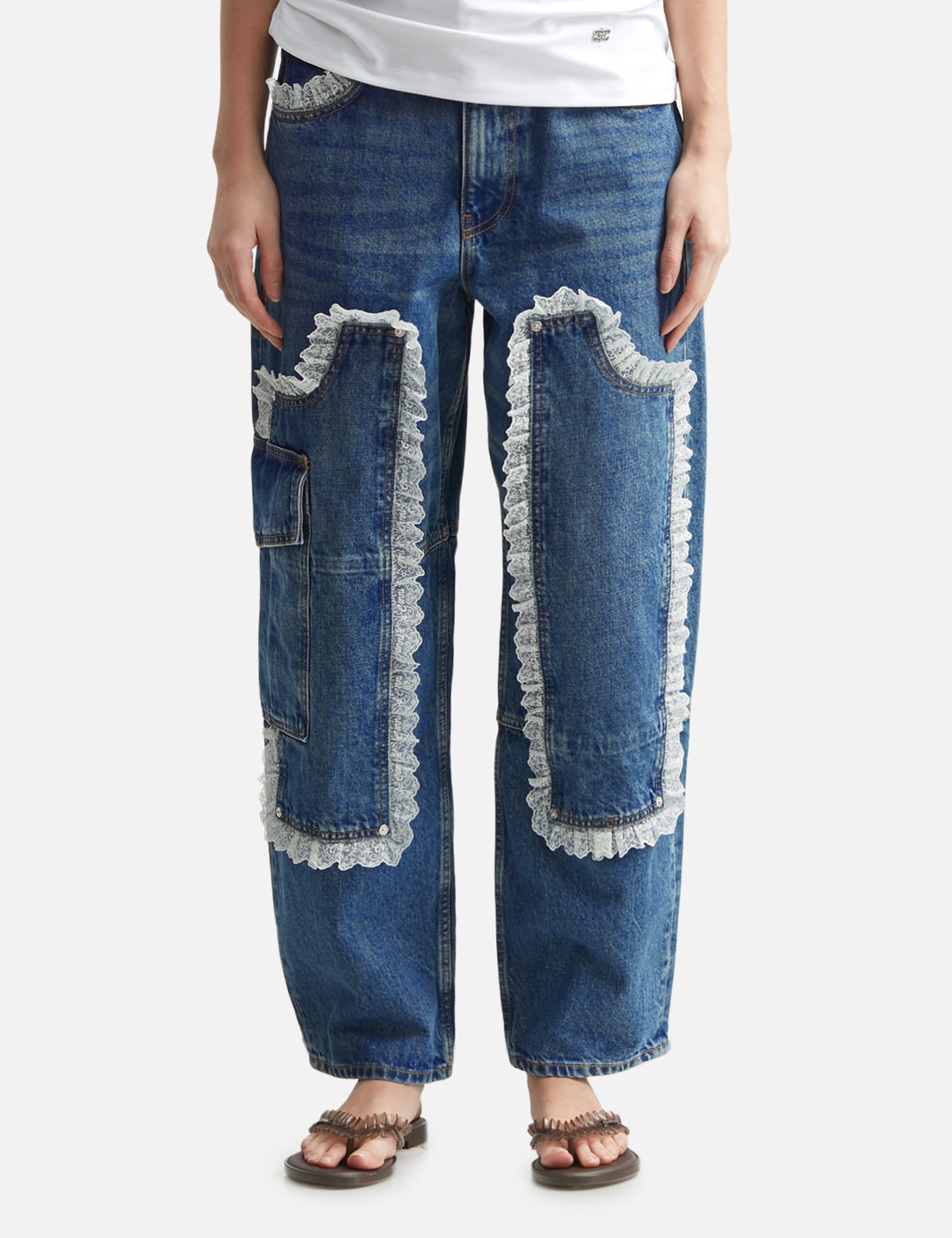 Ganni ガニー 【本物保証】 デニムパンツ ストリート系 レディース Audri Lace Jeans In Rigid Denim