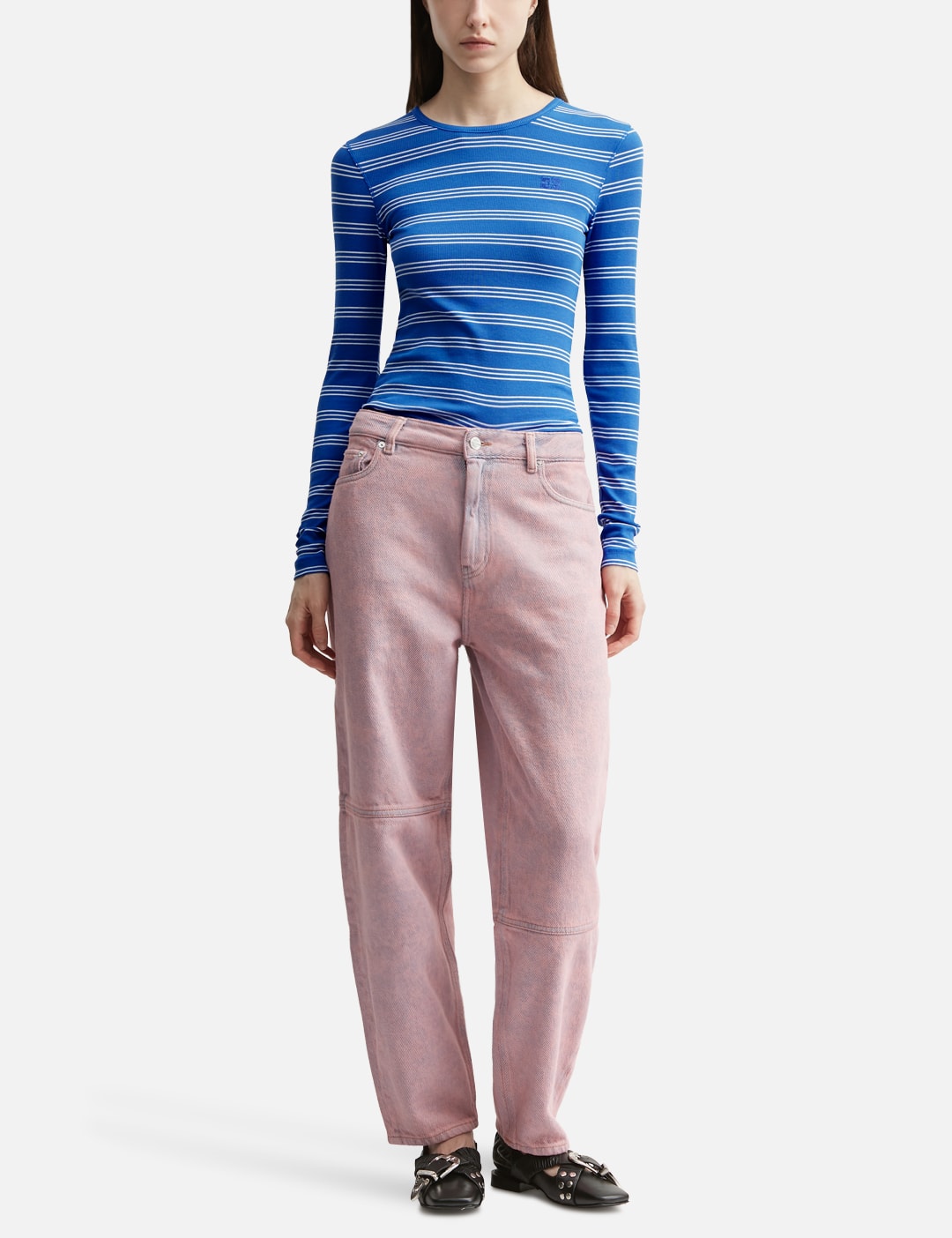 Ganni ガニー 【本物保証】 Tシャツ ストリート系 レディース Long-Sleeve Top With Stripes