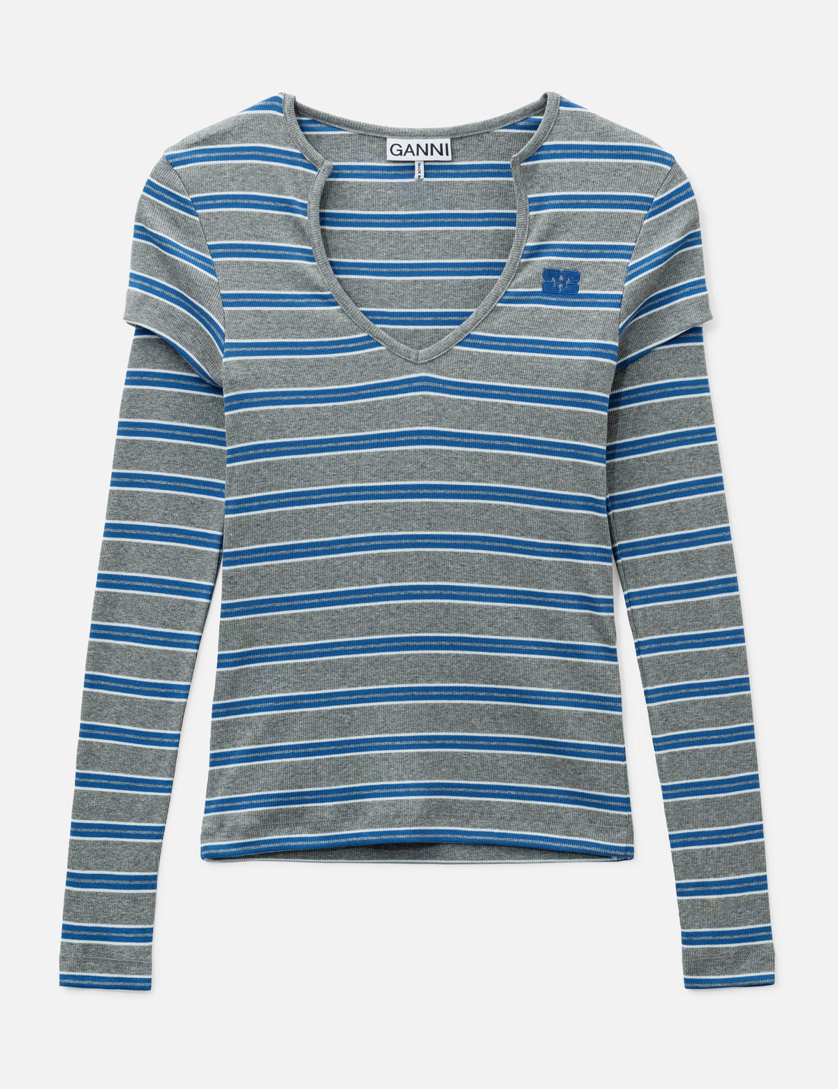 Ganni ガニー 【本物保証】 Tシャツ ストリート系 レディース Long-Sleeve Top In Stripe