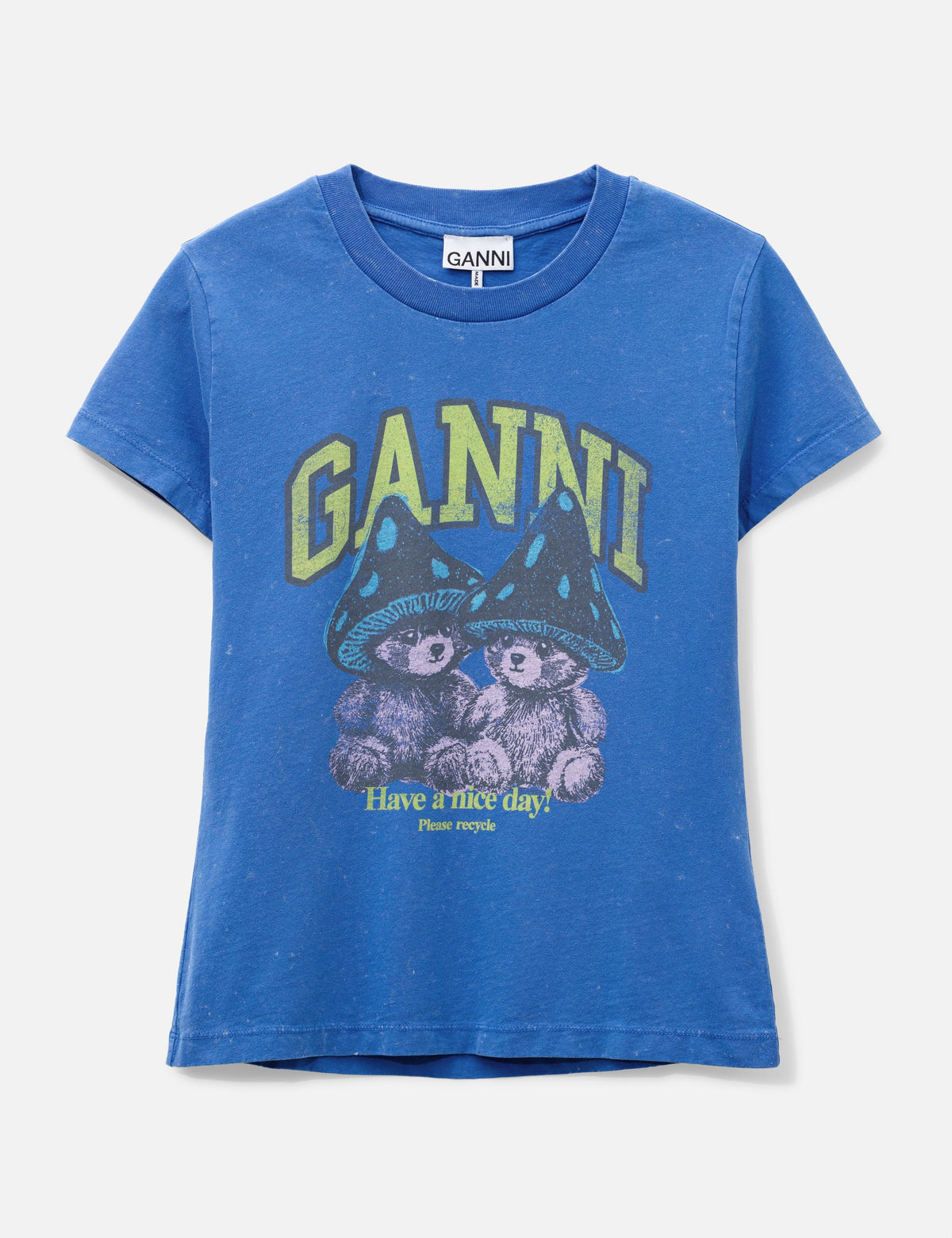 Ganni ガニー 【本物保証】 Tシャツ ストリート系 レディース Baby Fit T-Shirt With Mushroom Teddy
