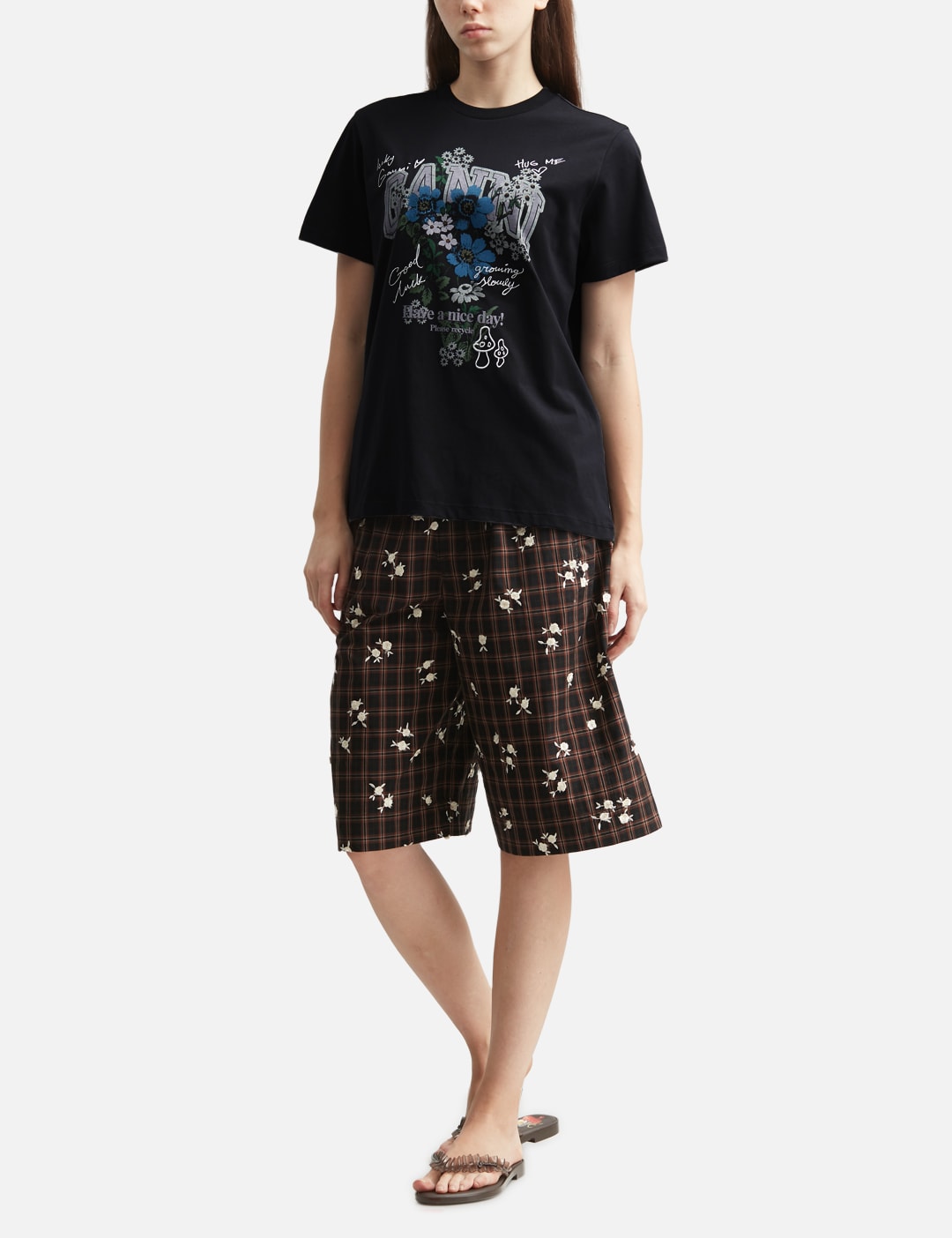 Ganni ガニー 【本物保証】 Tシャツ ストリート系 レディース T-Shirt With Flowers