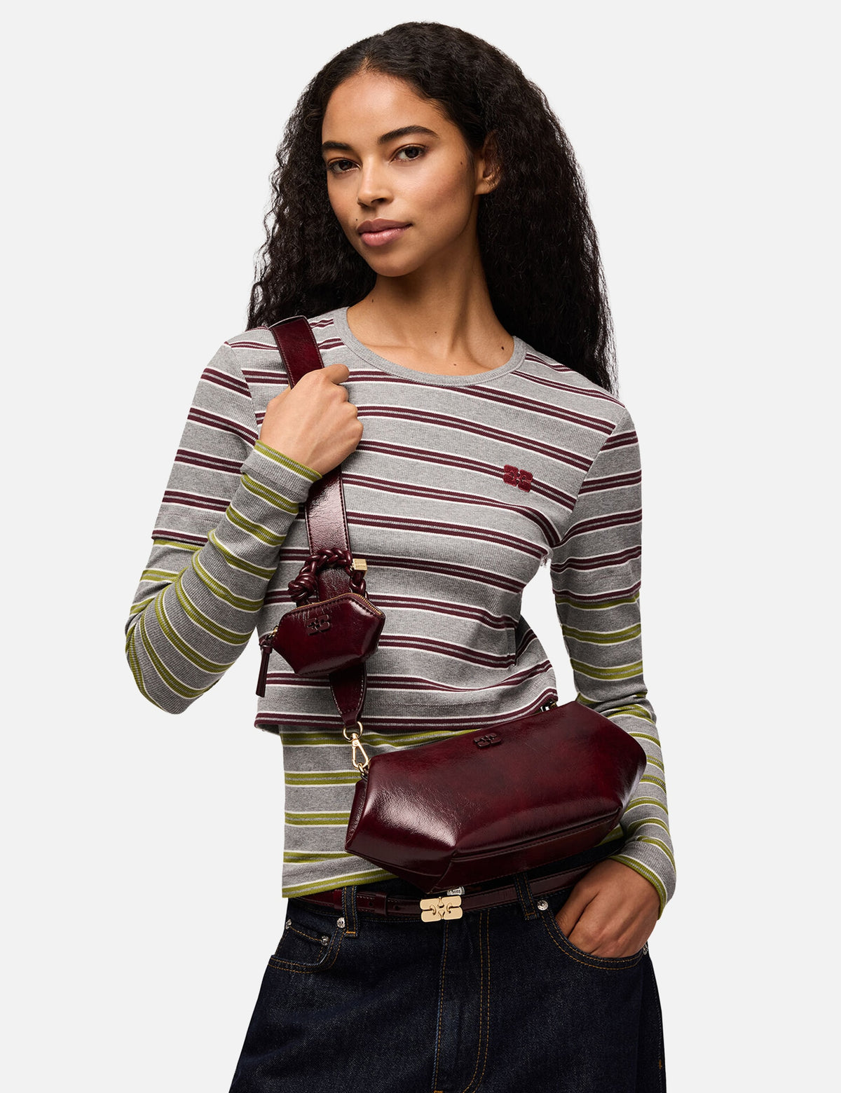 Ganni ガニー 【本物保証】 バッグ ストリート系 レディース Bou Bag East/West Shine