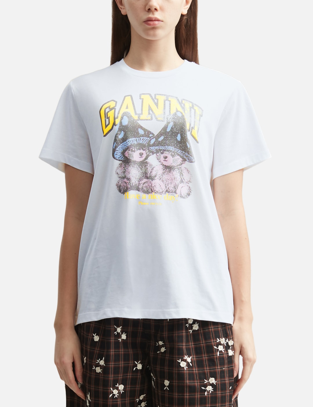 Ganni ガニー 【本物保証】 Tシャツ ストリート系 レディース T-Shirt With Mushroom Teddy