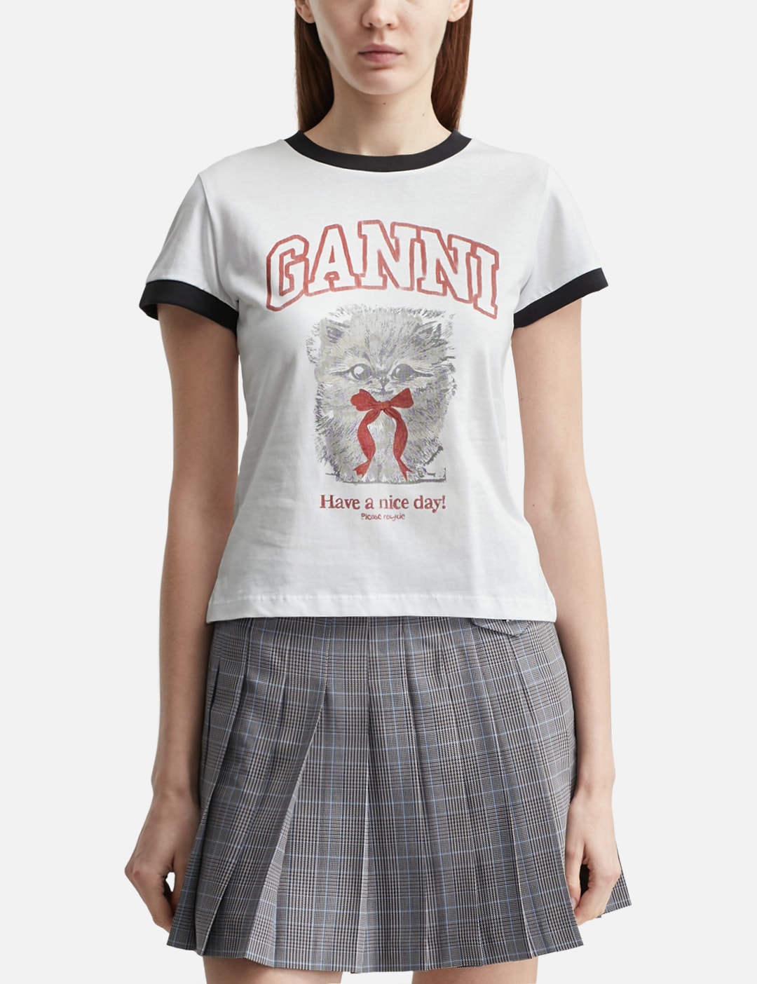 Ganni ガニー 【本物保証】 Tシャツ ストリート系 レディース Cropped Kitty T-Shirt