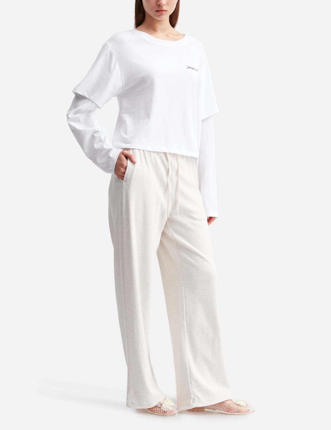Glowny グロウニー 【本物保証】 Tシャツ ストリート系 レディース G Double Sleeve Letter T-Shirt