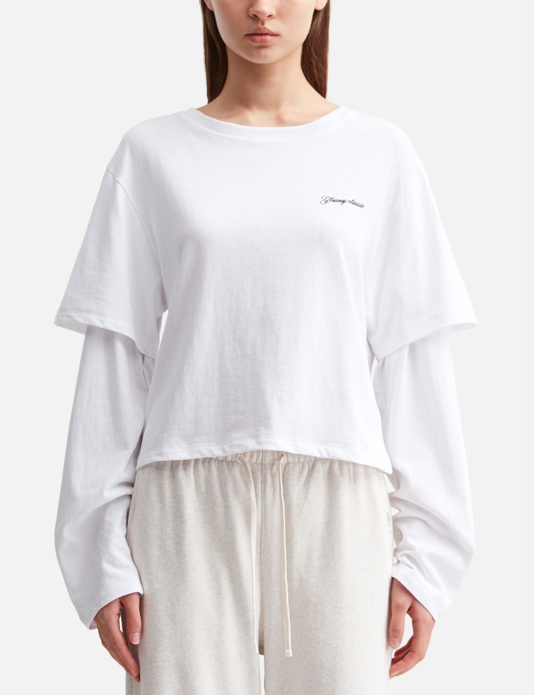 Glowny グロウニー 【本物保証】 Tシャツ ストリート系 レディース G Double Sleeve Letter T-Shirt