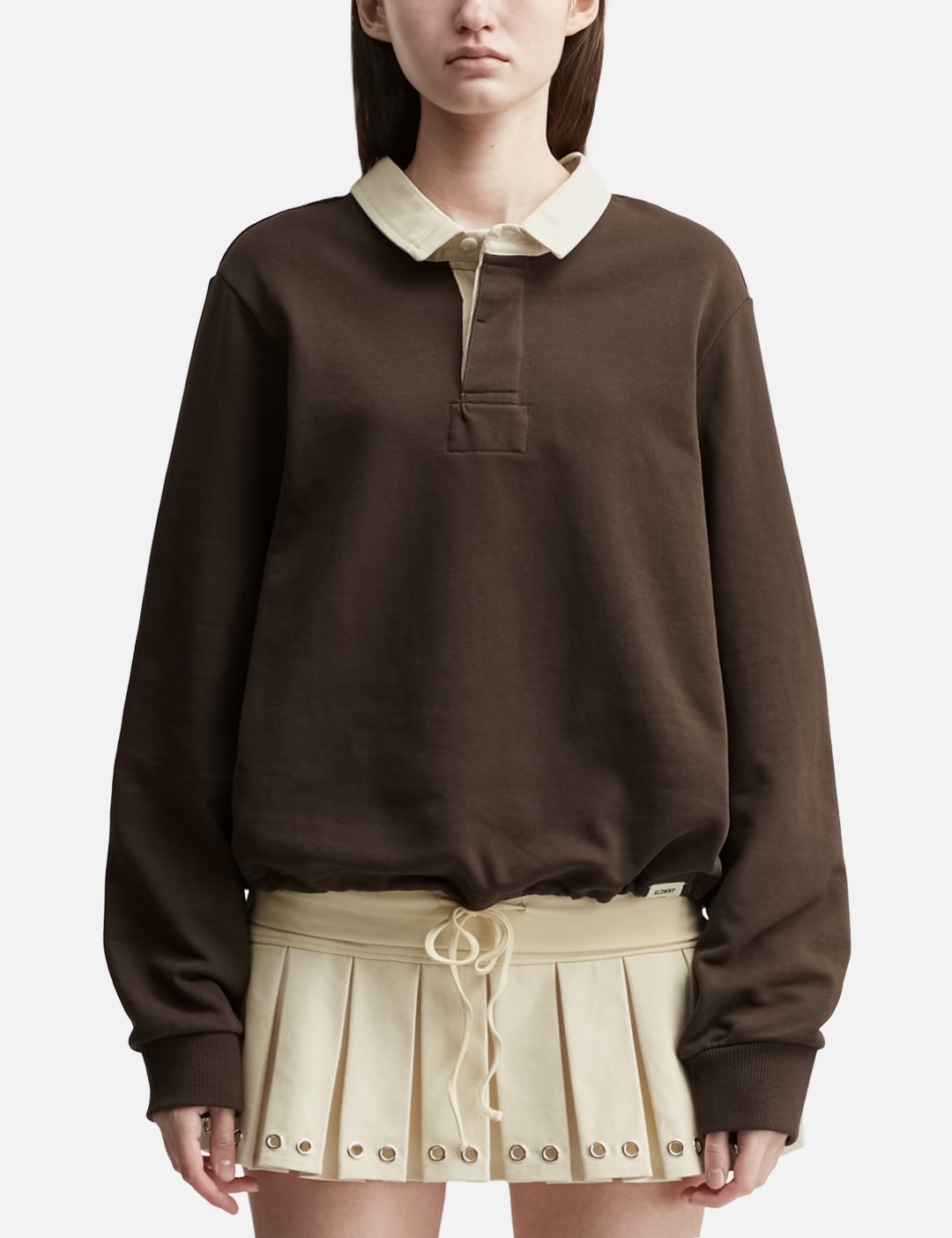 Glowny グロウニー 【本物保証】 シャツ ストリート系 レディース G Contrast Polo Long Sleeve
