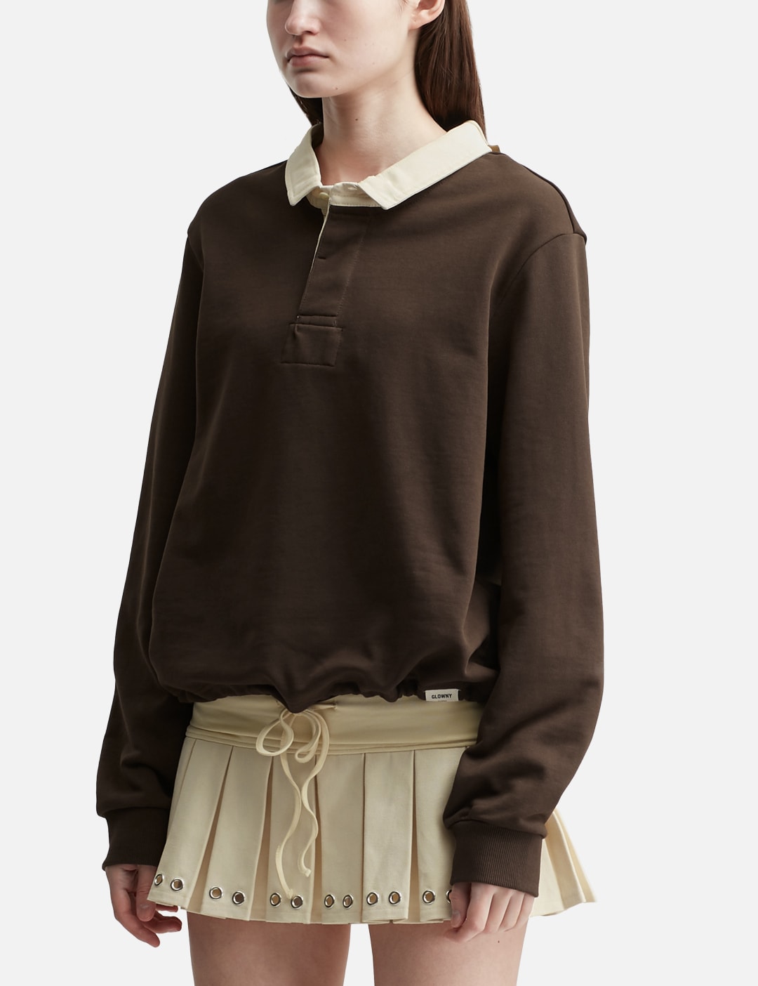 Glowny グロウニー 【本物保証】 シャツ ストリート系 レディース G Contrast Polo Long Sleeve