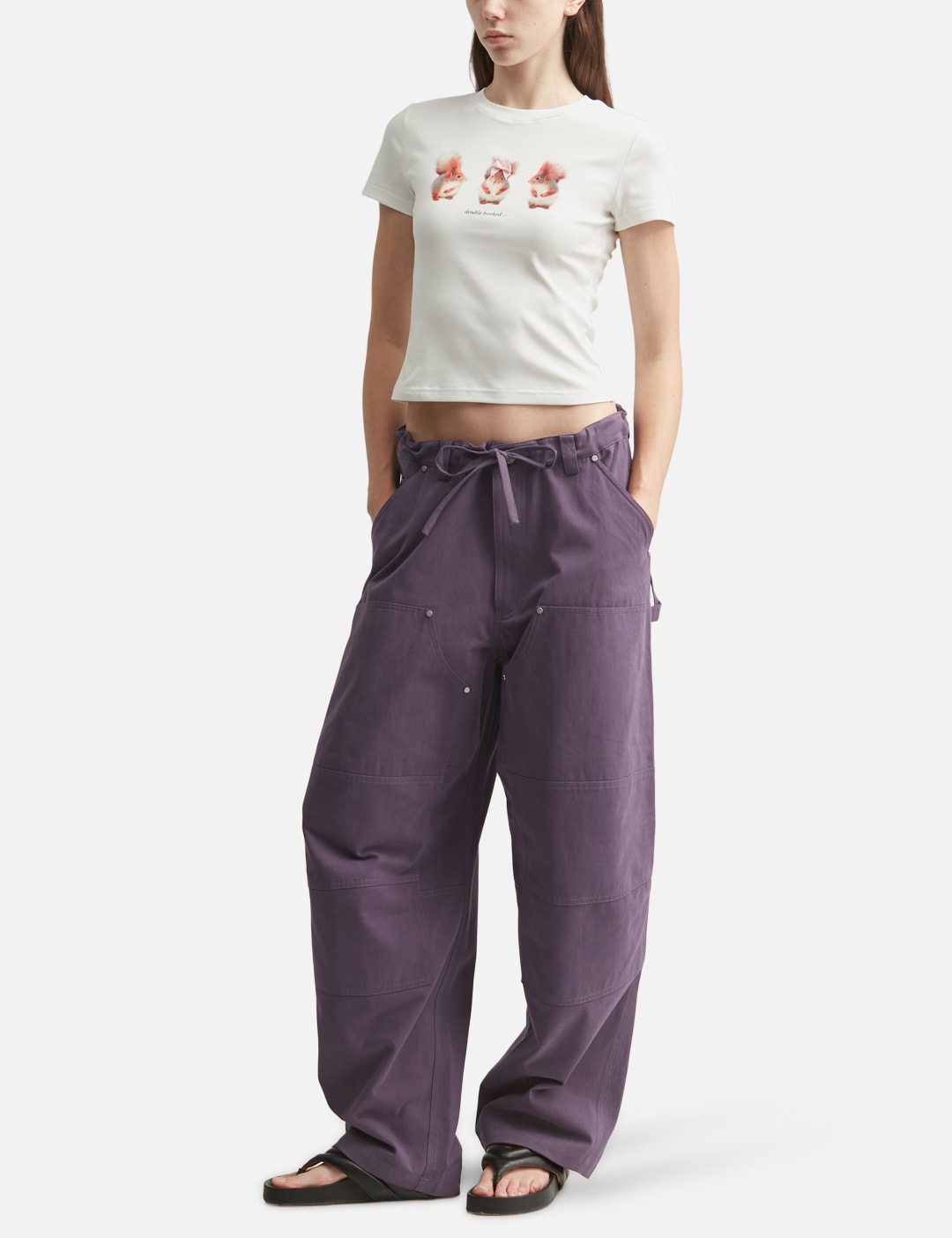 Markgong マークゴン 【本物保証】 Tシャツ ストリート系 レディース White Squirrel Printed Stretch Short Sleeve Top