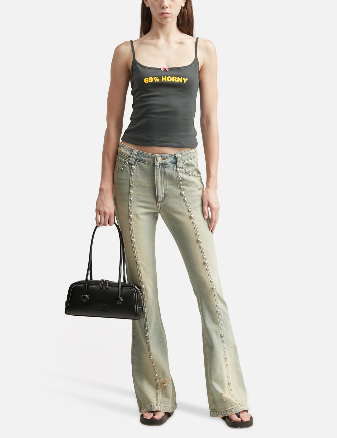 Markgong マークゴン 【本物保証】 タンクトップ ストリート系 レディース Dark Grey Print Strap Tank Top