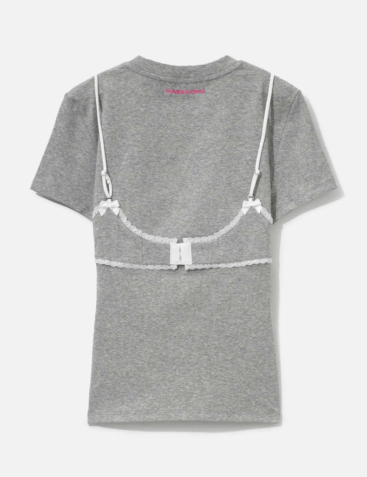 Markgong マークゴン 【本物保証】 Tシャツ ストリート系 レディース Grey Lace-Trim Bralette Detail T-Shirt
