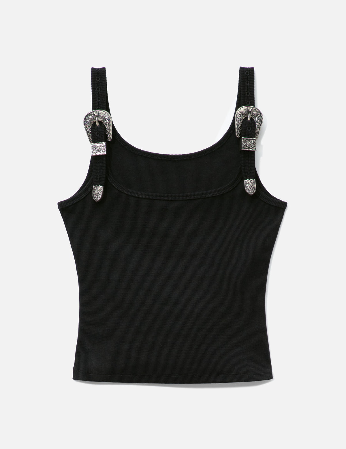 Markgong マークゴン 【本物保証】 タンクトップ ストリート系 レディース Black Tank Top With Metal Buckle Straps