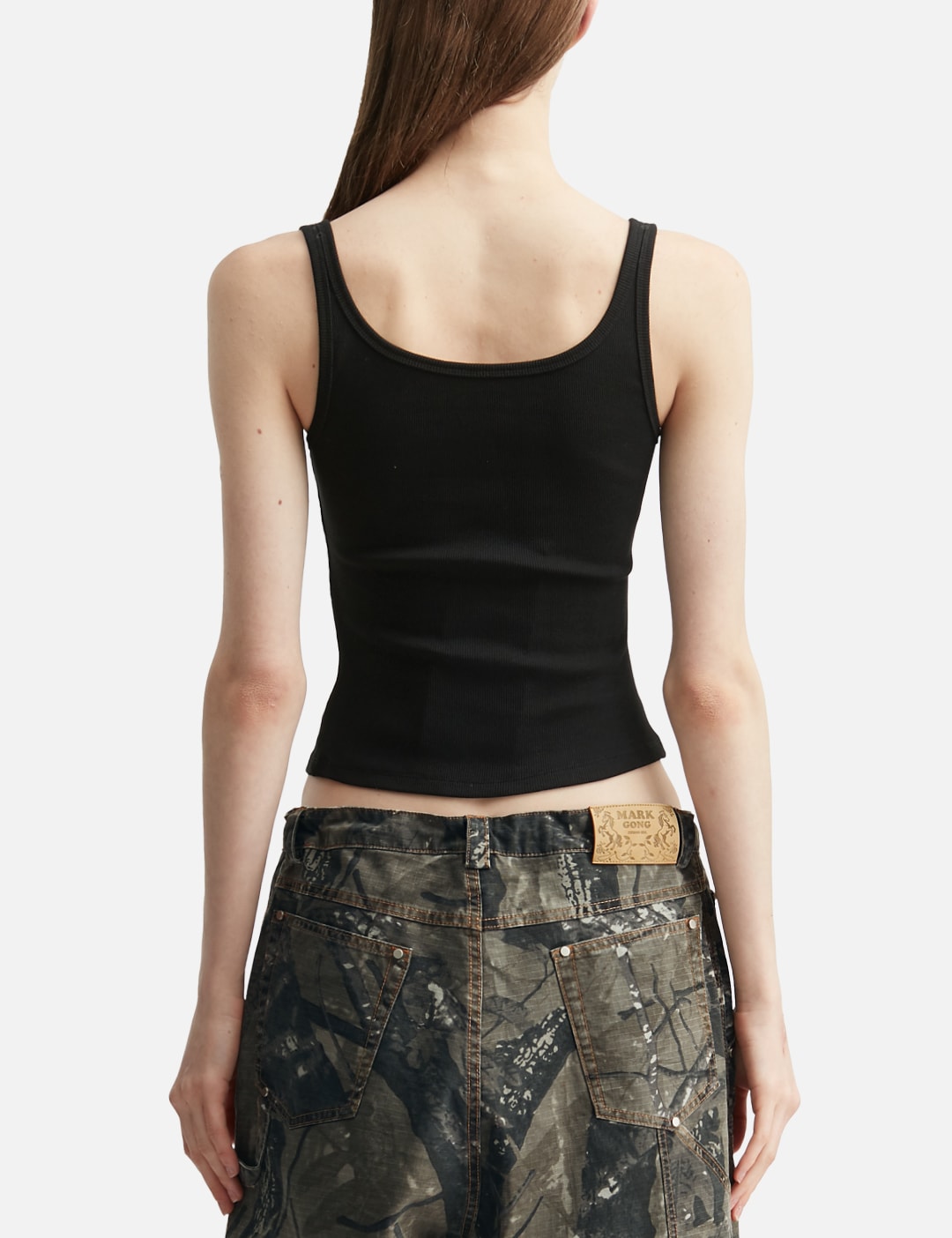 Markgong マークゴン 【本物保証】 タンクトップ ストリート系 レディース Black Tank Top With Metal Buckle Straps