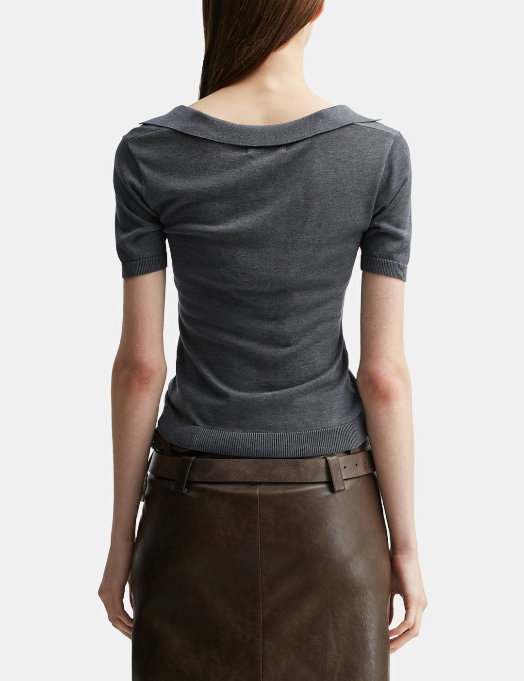 Markgong マークゴン 【本物保証】 ニット ストリート系 レディース Grey Knit Short-Sleeve Button-Up Knit Top