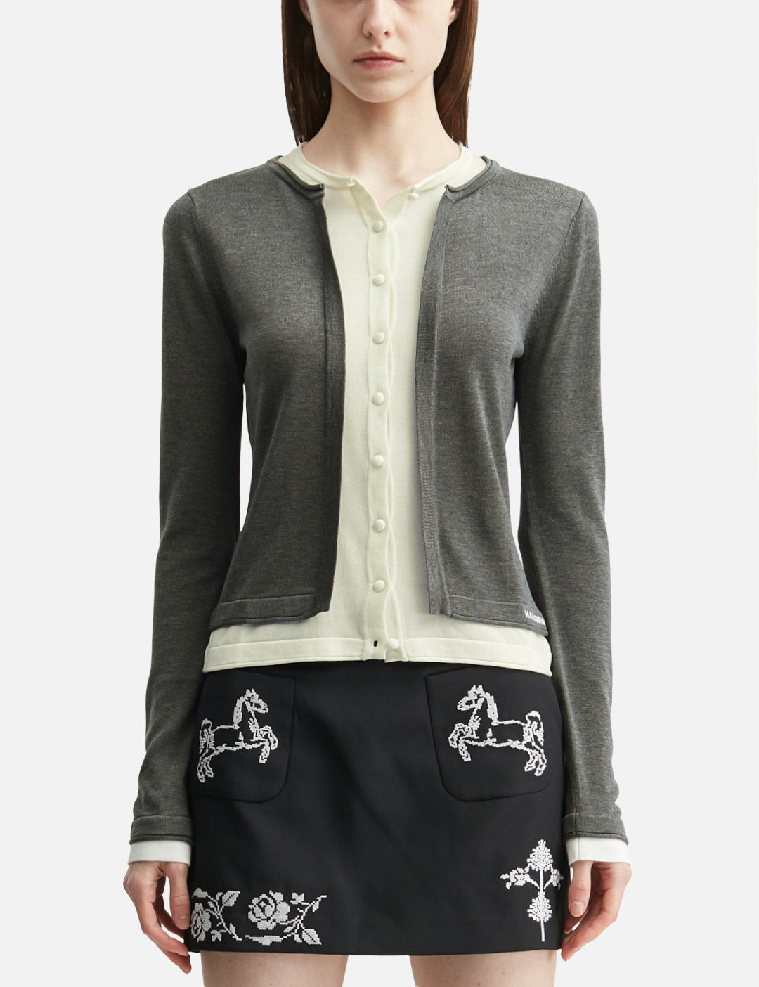 Markgong マークゴン 【本物保証】 ニット ストリート系 レディース Grey Sleeveless Knit Top With Multi-Layer Collar