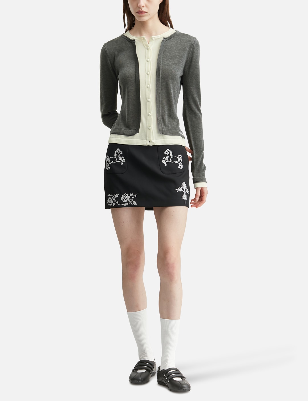 Markgong マークゴン 【本物保証】 ニット ストリート系 レディース Grey Sleeveless Knit Top With Multi-Layer Collar