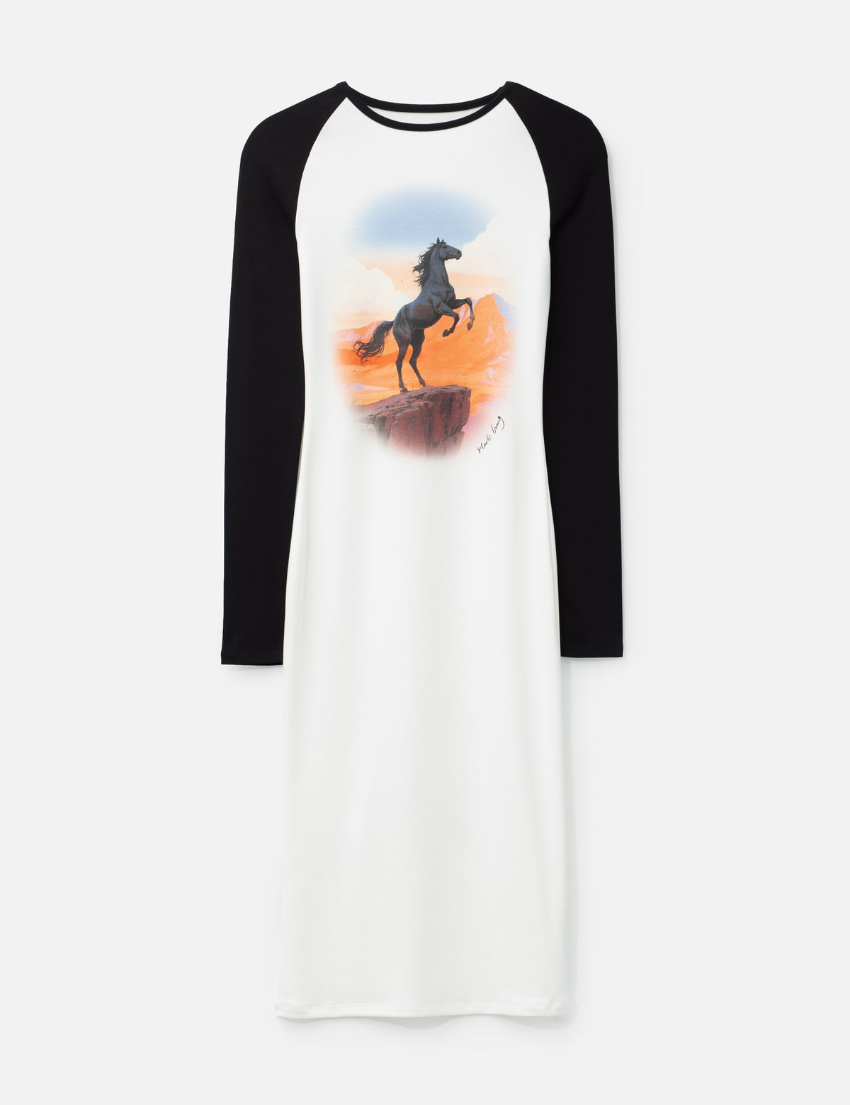Markgong マークゴン 【本物保証】 ワンピース ストリート系 レディース Raglan Sleeve Midi Dress With Retro Print