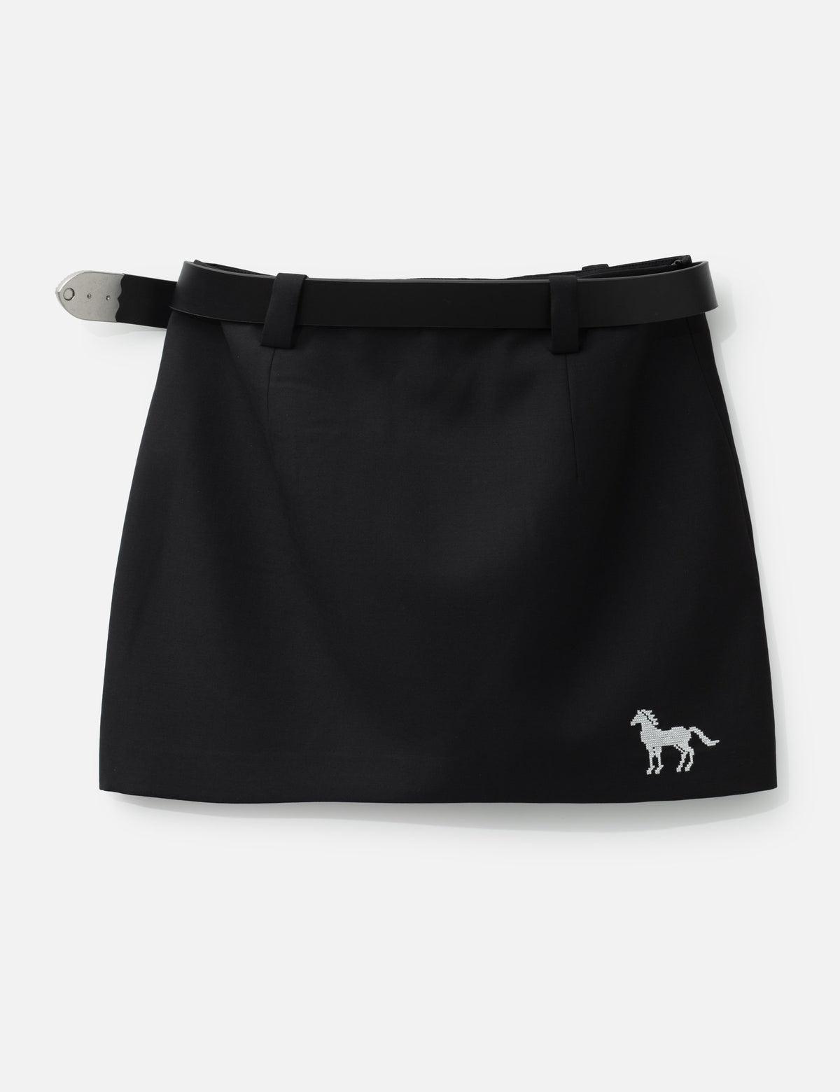 Markgong マークゴン 【本物保証】 ベルト ストリート系 レディース Black Cross Stitch Embroidered Skirt With Detachable Belt