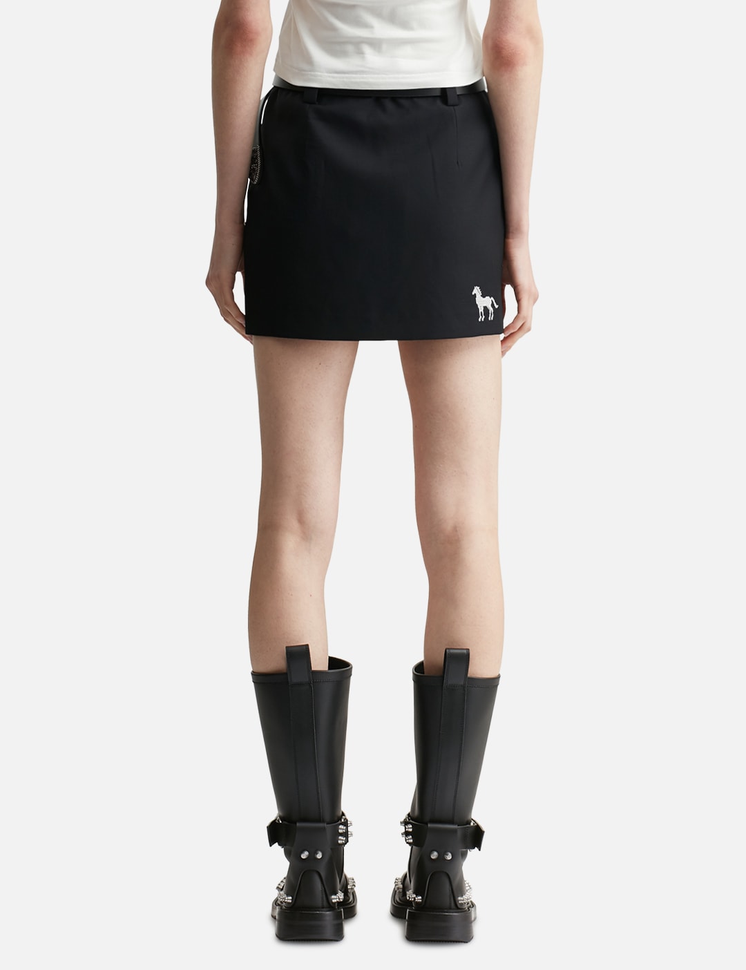 Markgong マークゴン 【本物保証】 ベルト ストリート系 レディース Black Cross Stitch Embroidered Skirt With Detachable Belt